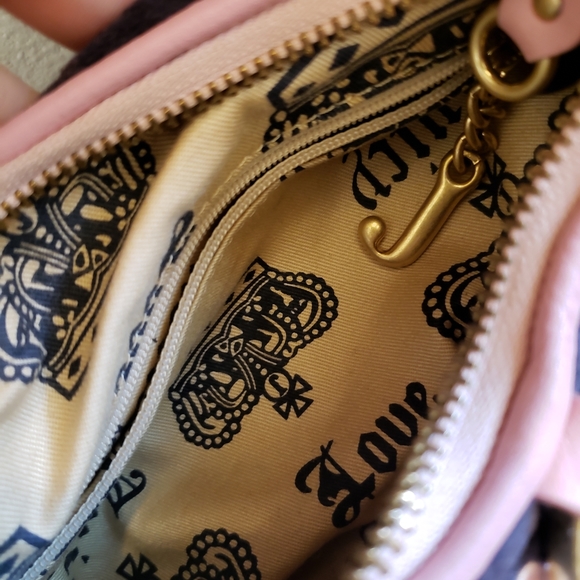 Juicy Couture Rock Ring and Jewel Embellished Embroidered Violet Velour Hobo Bag - Picture 10 of 10